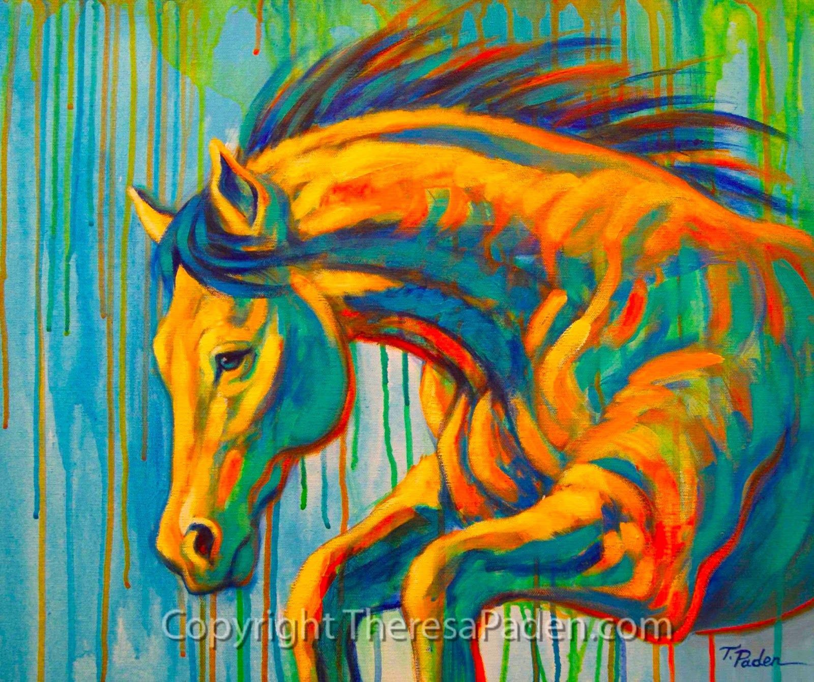 Abstract Horse Art in Bright Colors by Theresa Paden