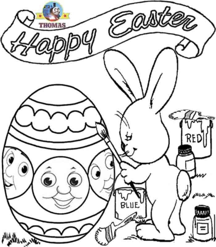 coloring cartoon Easter face … Easter coloring pictures of Thomas the train