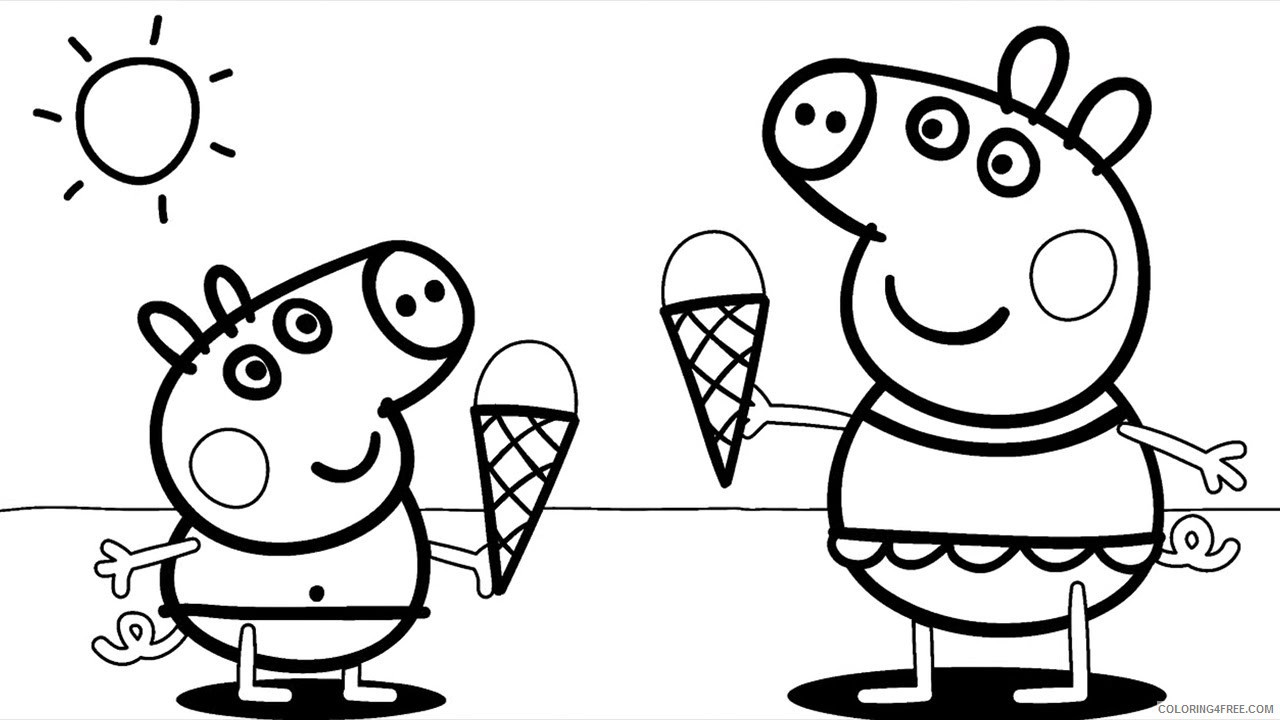 peppa pig coloring pages eating ice cream Coloring4free