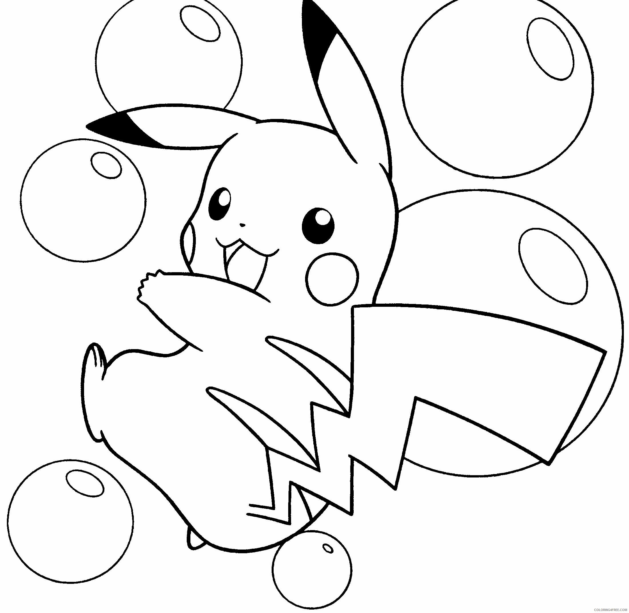 pikachu coloring pages playing bubbles Coloring4free