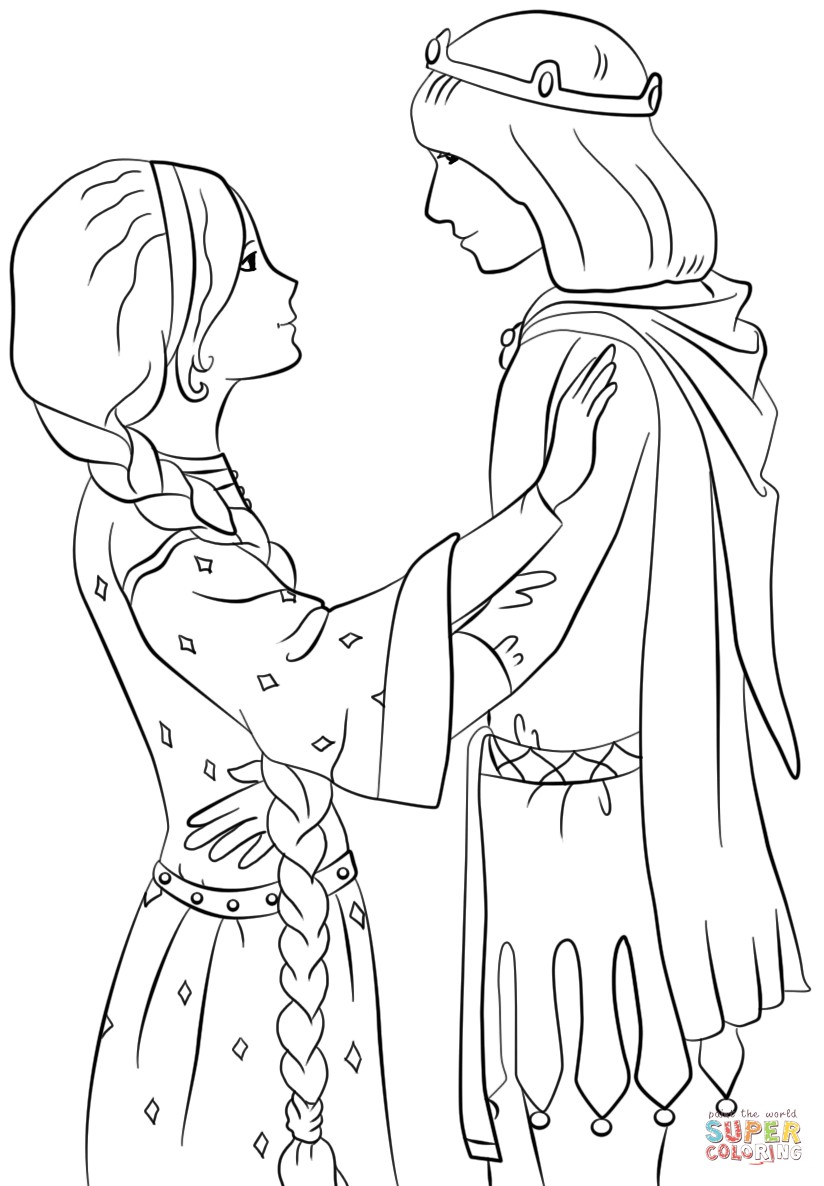 the Princess with Prince coloring pages