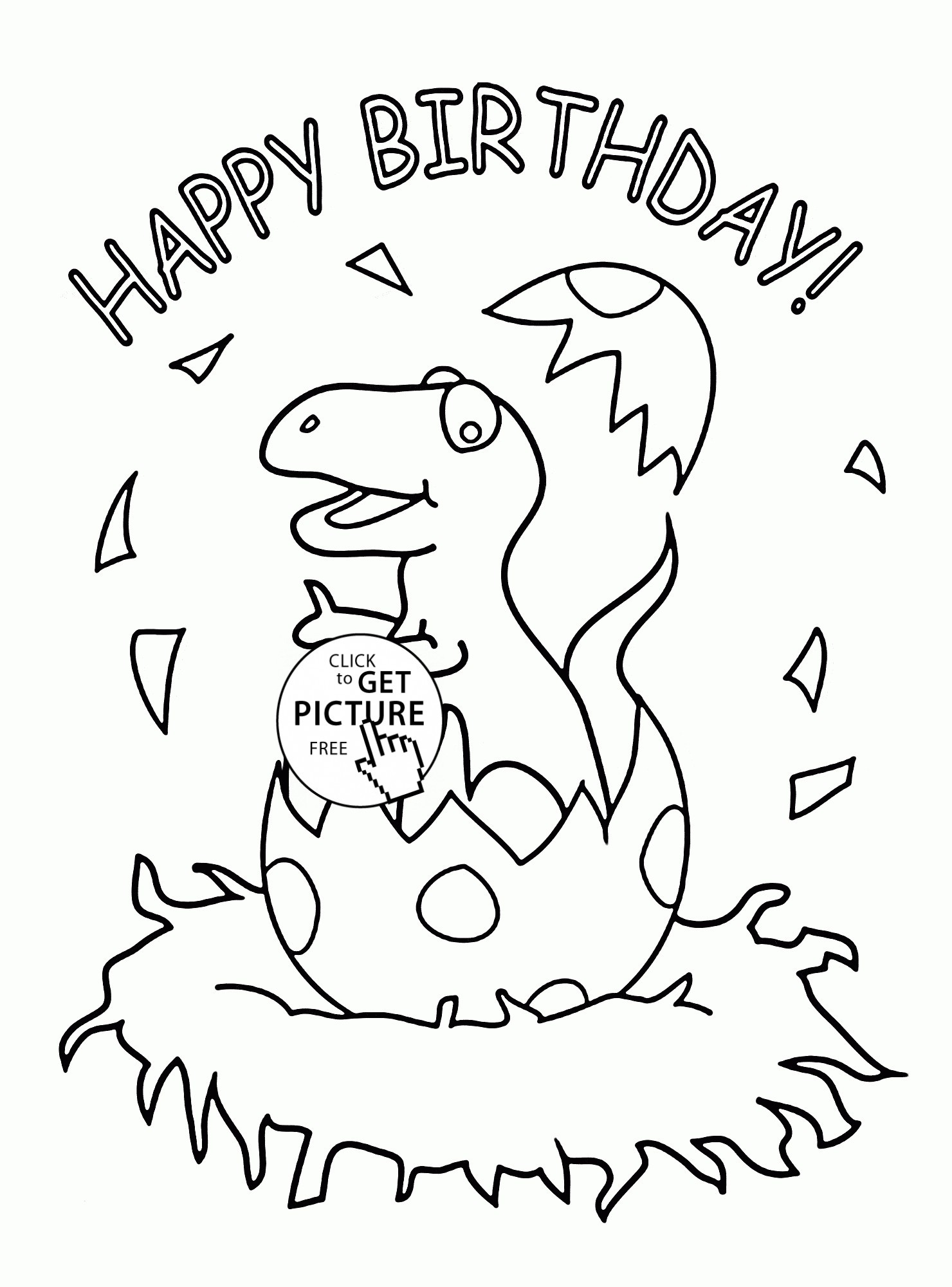 Little Dinosaur And Happy Birthday Coloring Page For Kids Holiday Adorable