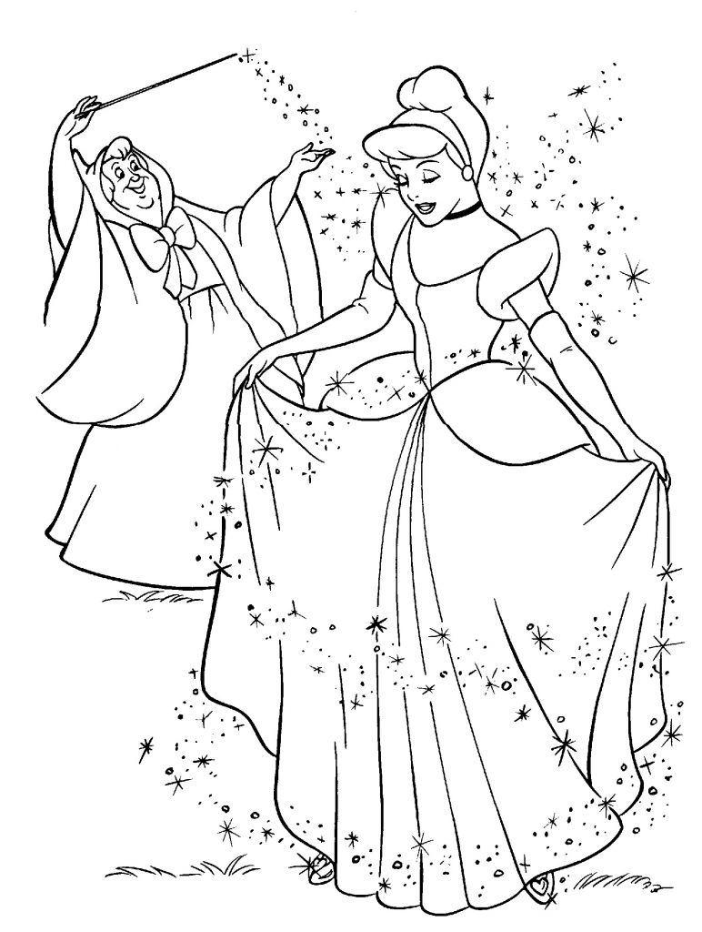 Disney Princess Cinderella Coloring Page | BubaKids.com