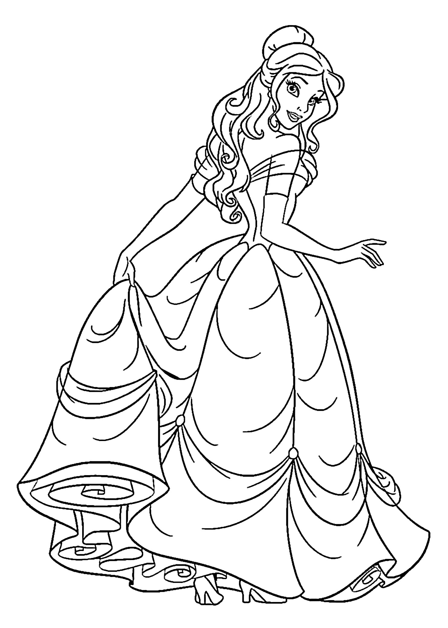 Beauty princess coloring pages for kids printable free