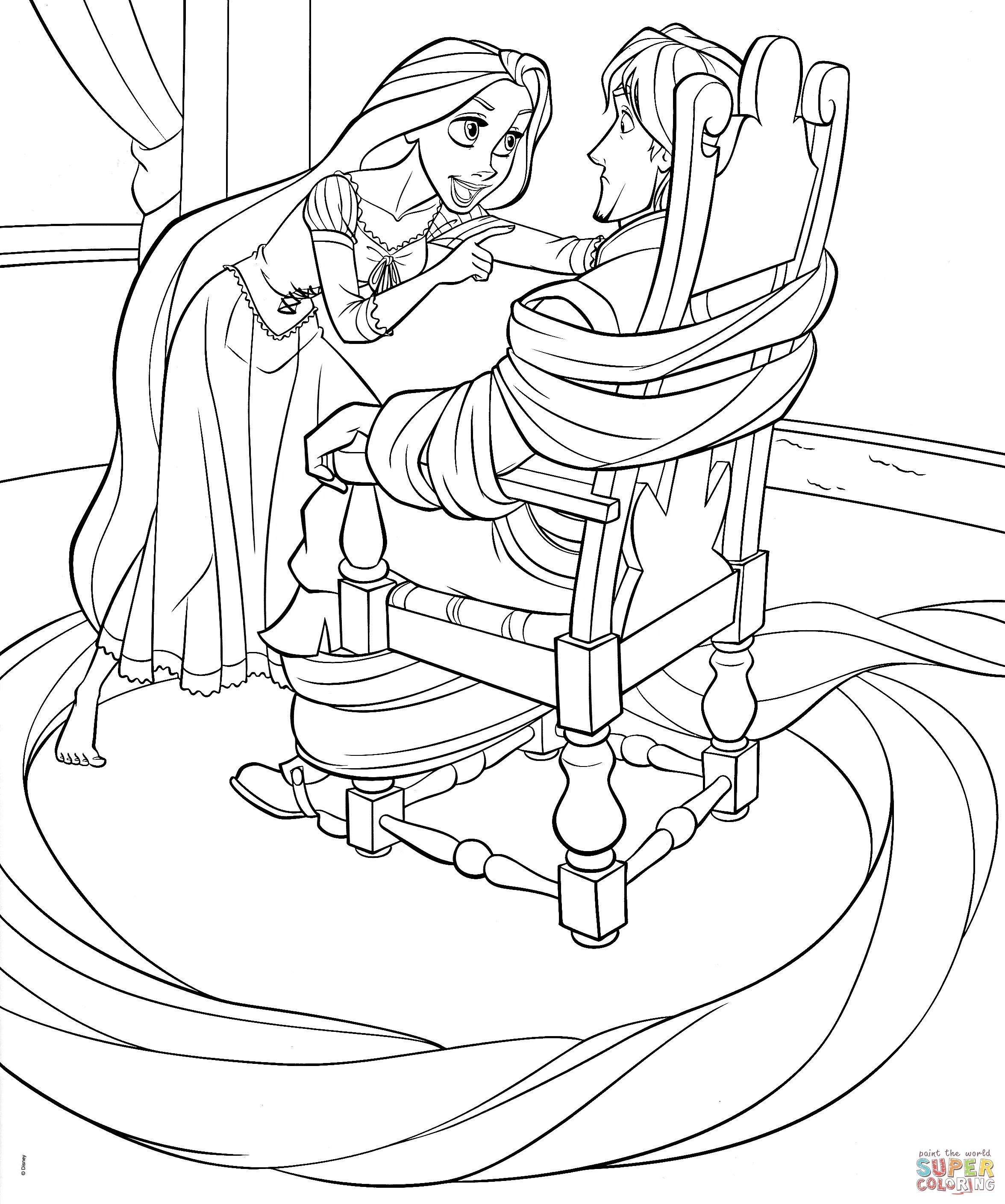 Coloring Pages Tangled Pascal Copy Disney Princess Rapunzel And Flynn