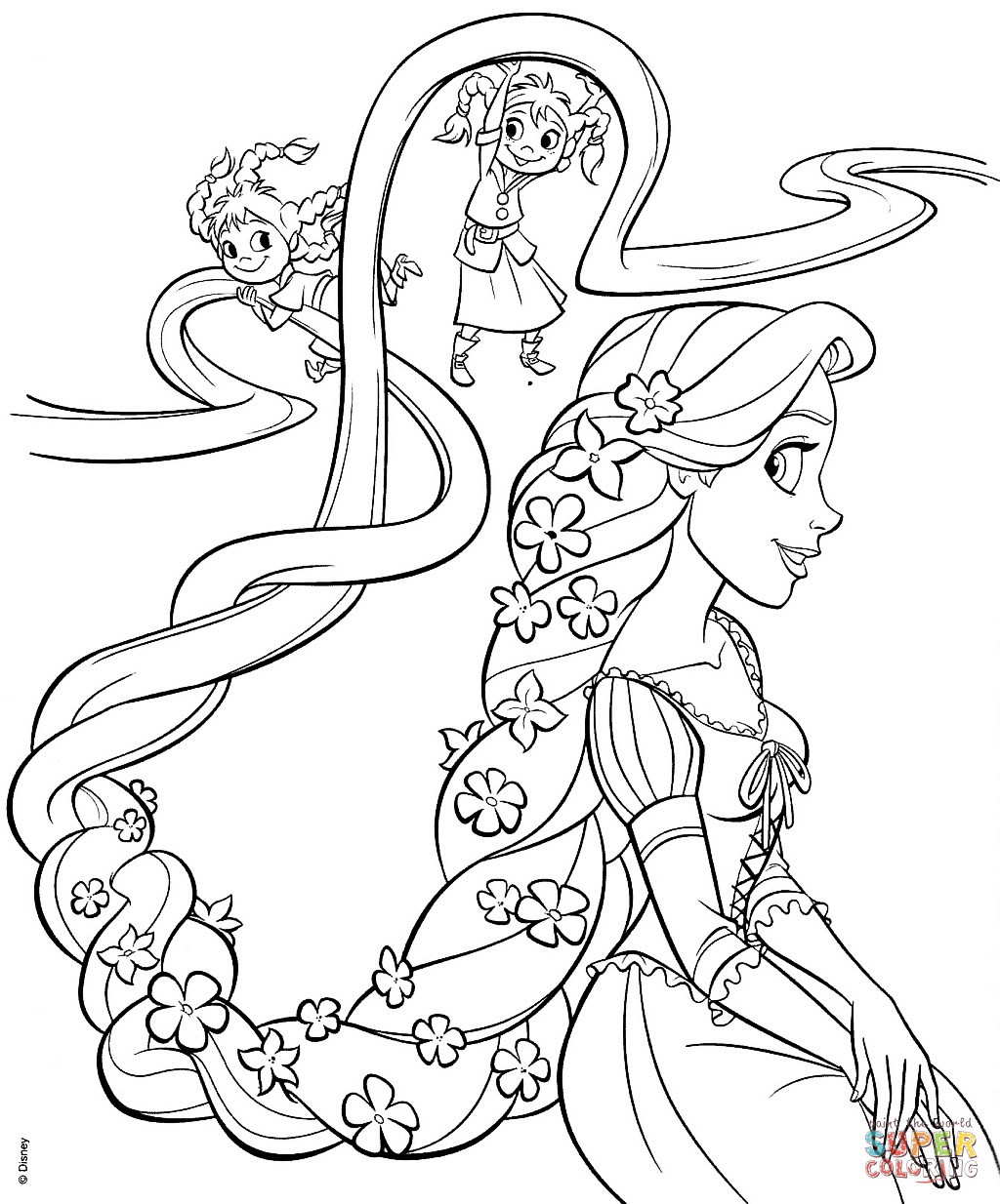 Rapunzel And Four Sisters Coloring Page 10 Pages Disney Princess