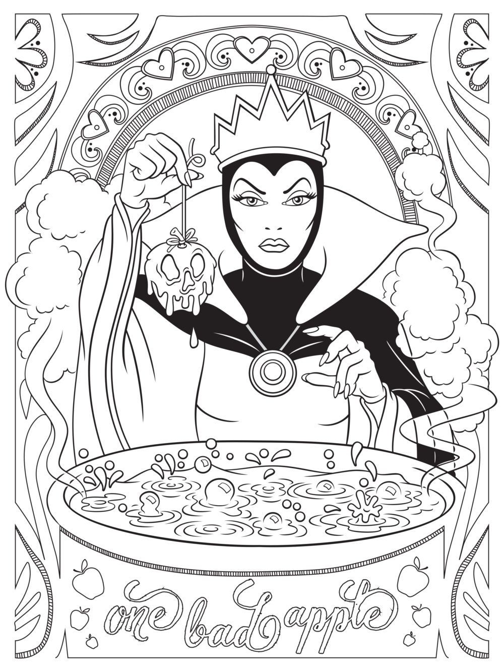 Celebrate National Coloring Book Day with Disney Style Evil Queen coloring page