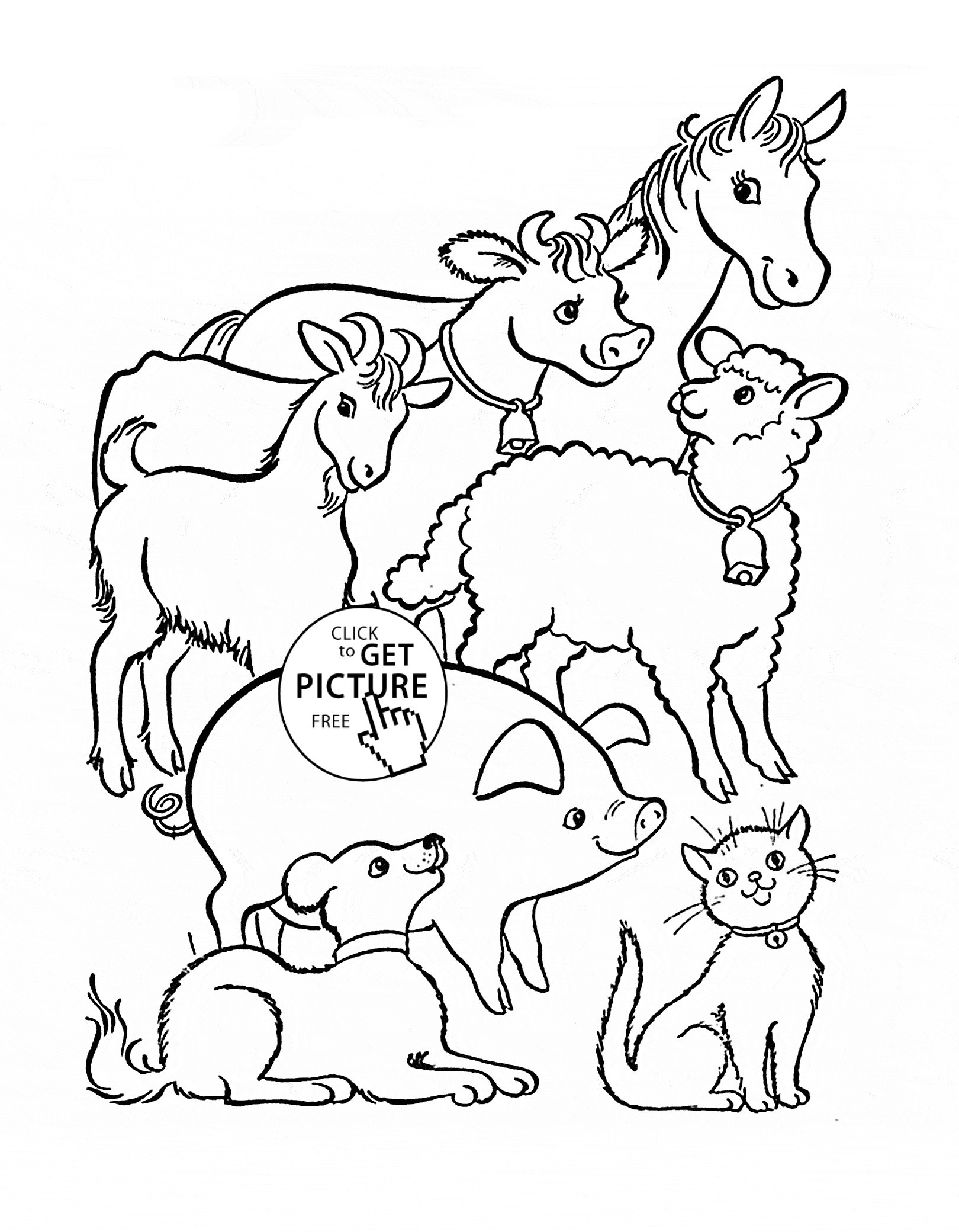 Free Preschool Farm Printables Farm Animals Coloring Page for Kids