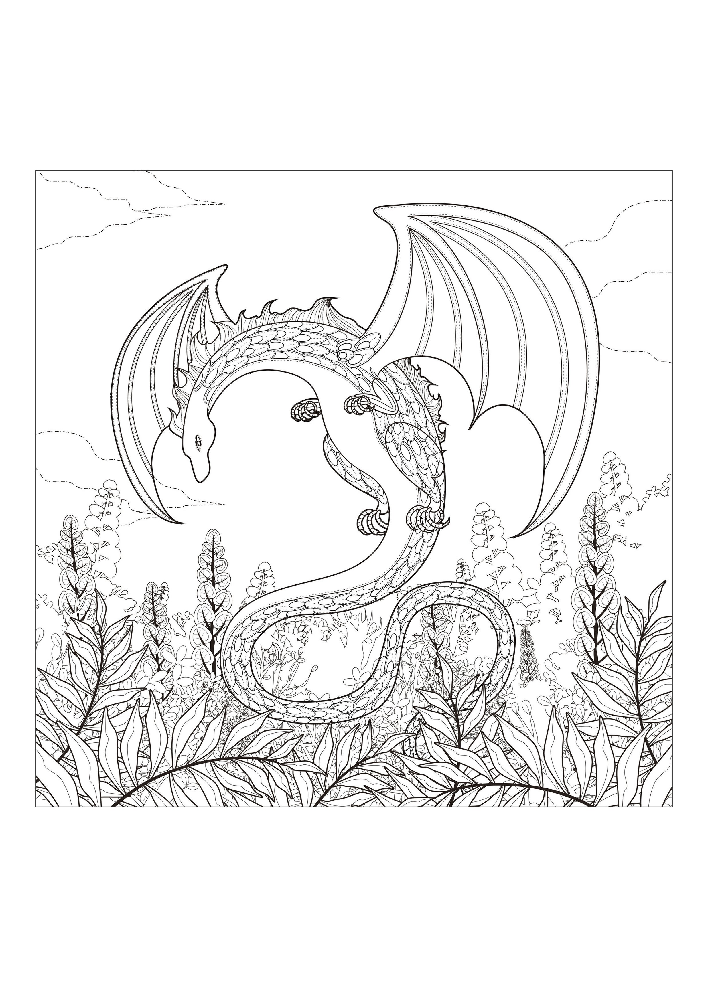 Good Dragon Coloring Pages For Adults 83 With Additional Gallery Coloring Ideas with Dragon Coloring Pages