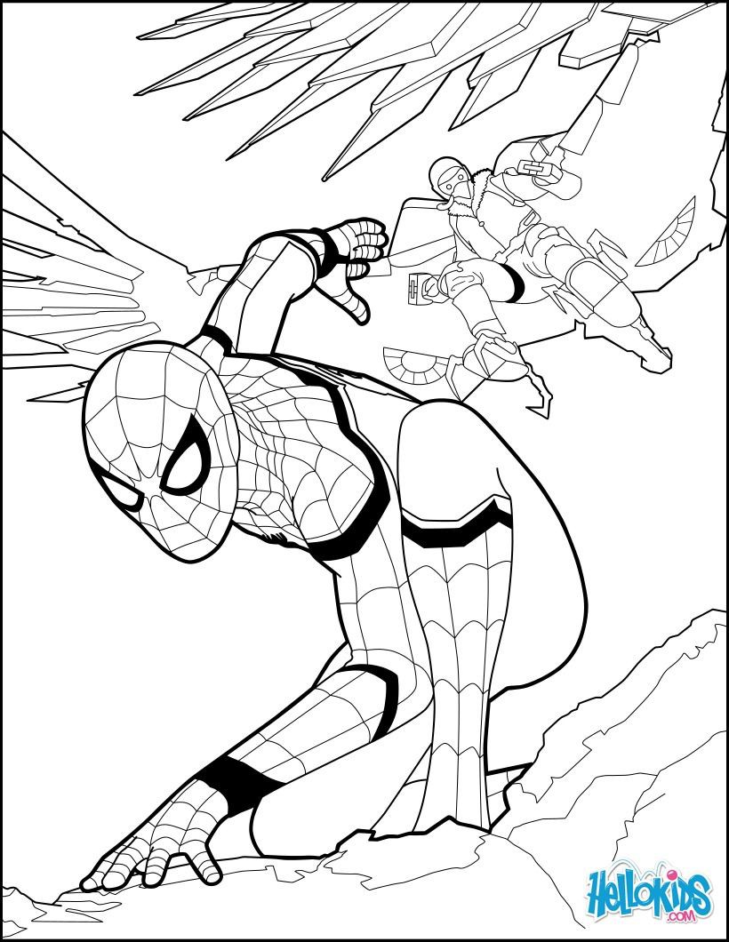 Spiderman coloring page from the new Spiderman movie Home ing More spiderman coloring sheets on hellokids