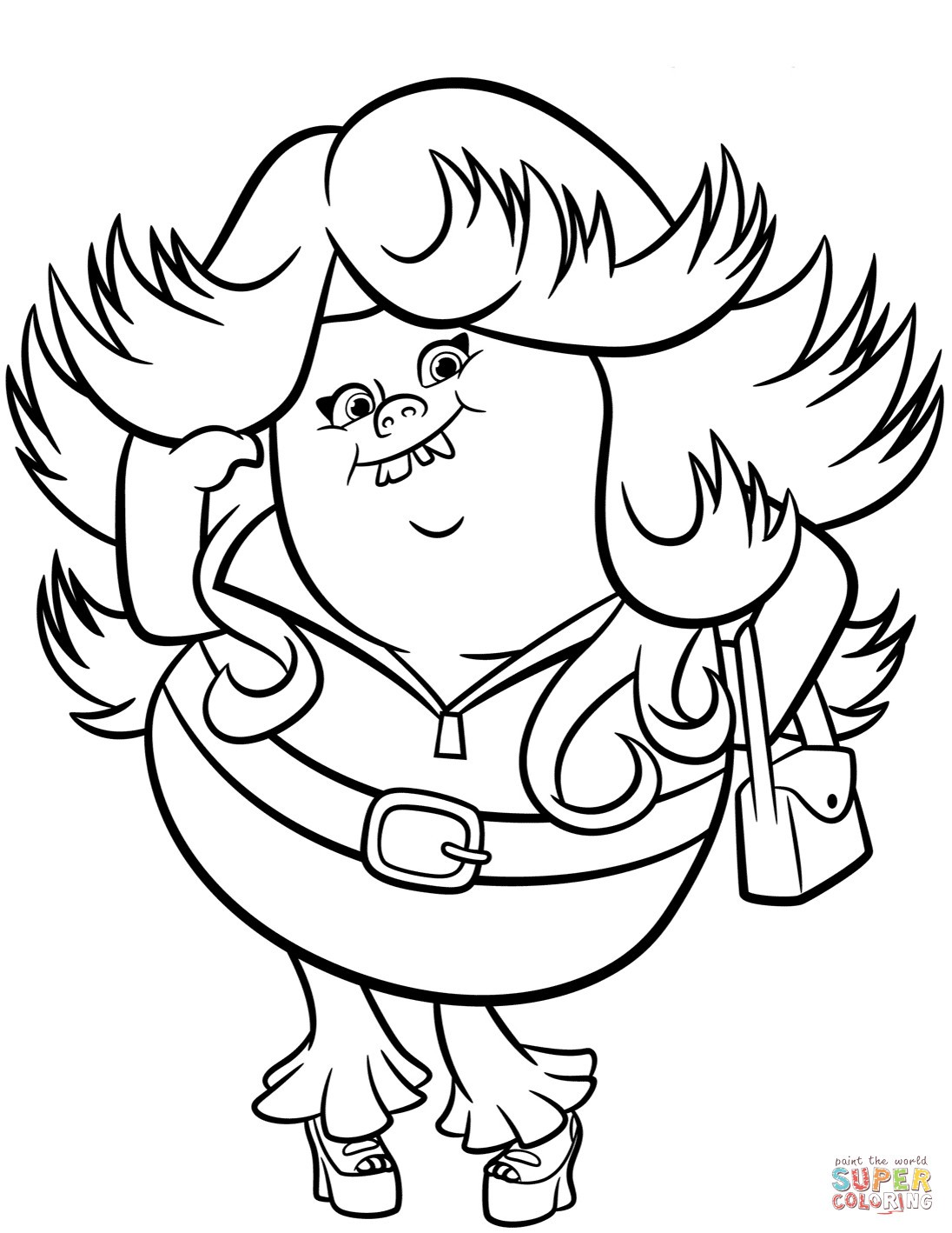 Lady Glitter Sparkles From Trolls Coloring Page Troll