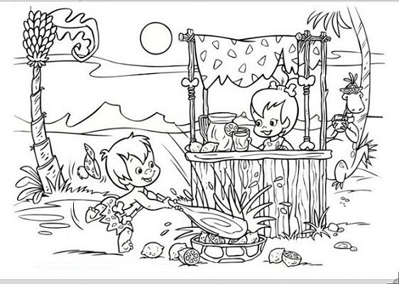 pebbels and bambam Cartoon Coloring Pages Little Pebbles and Bamm Bamm Colorin
