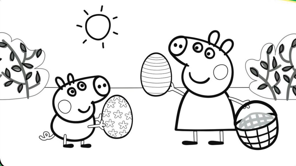 Peppa Pig Coloring Pages Swimming - BubaKids.com