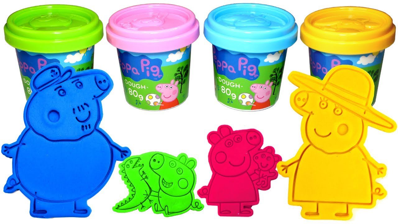 Peppa Pig Play Doh Molds Learn Colors with Peppa George Grandpa Pig and Granny Pig Surprise Toys