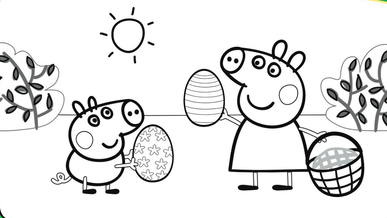 Peppa Pig Swimming Coloring Pages