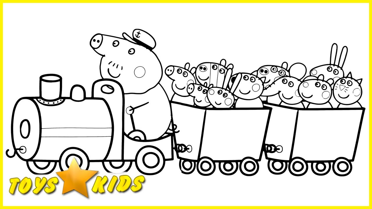 Peppa Pig Coloring Pages and Friends in Train Coloring Book Fun Art Coloring Video For Kids