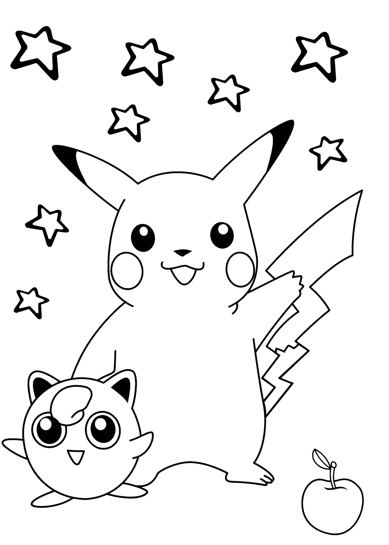 Smiling Pokemon coloring pages for kids printable free
