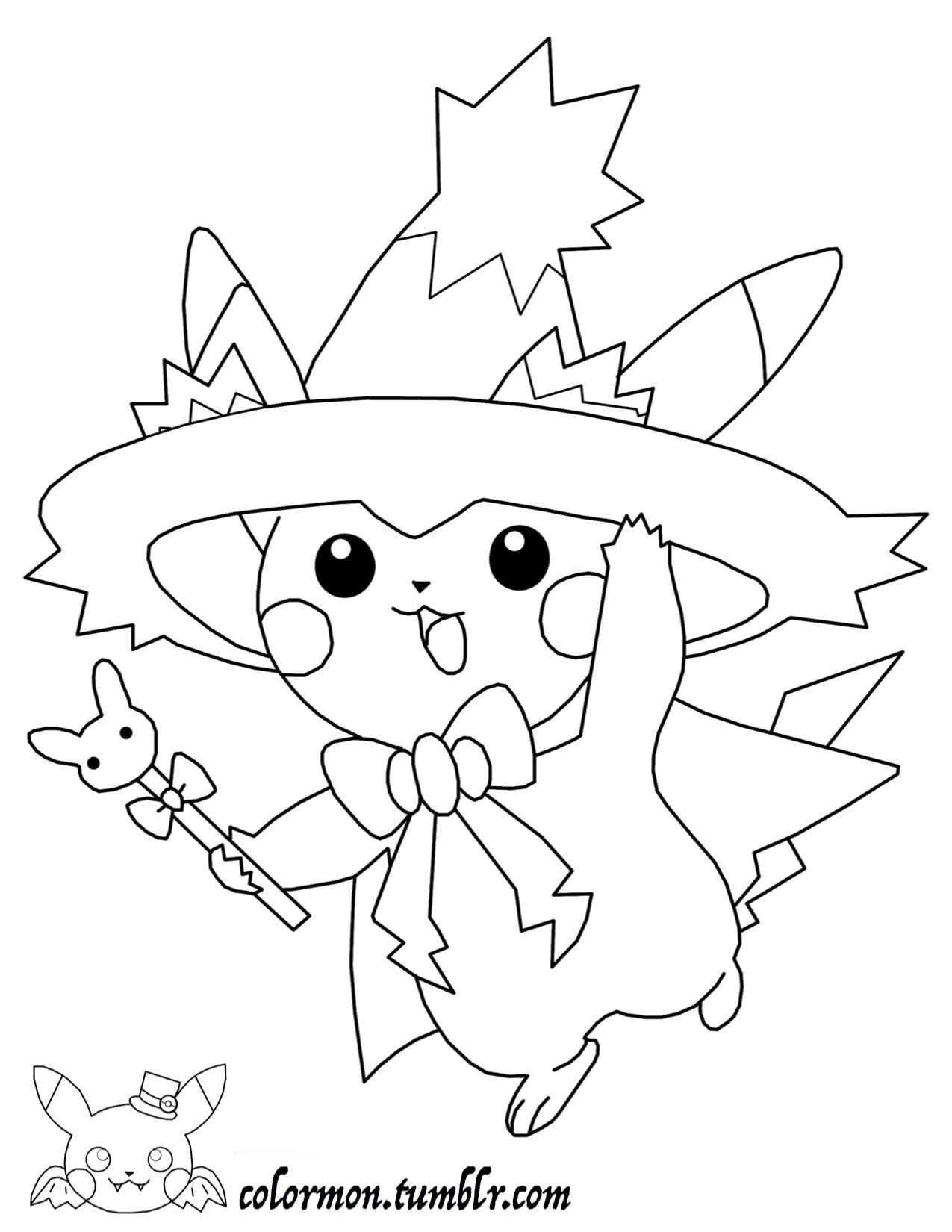 Look at how cute pikachu is all dressed up for Halloween GOTTA COLOR EM