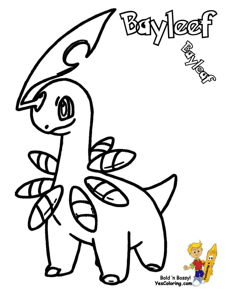 Pokemon Chikorita Coloring Pages - BubaKids.com