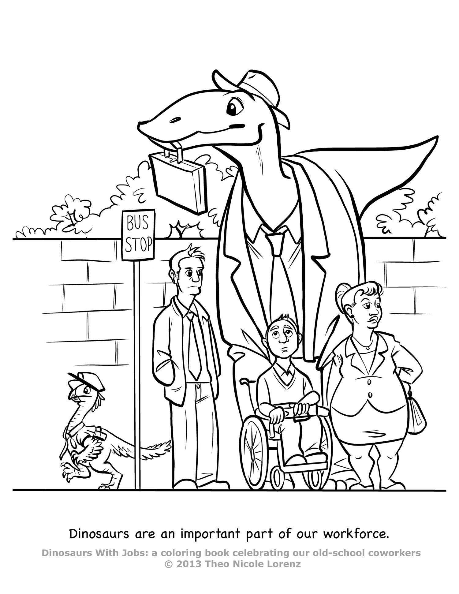 Dinosaurs With Jobs coloring book