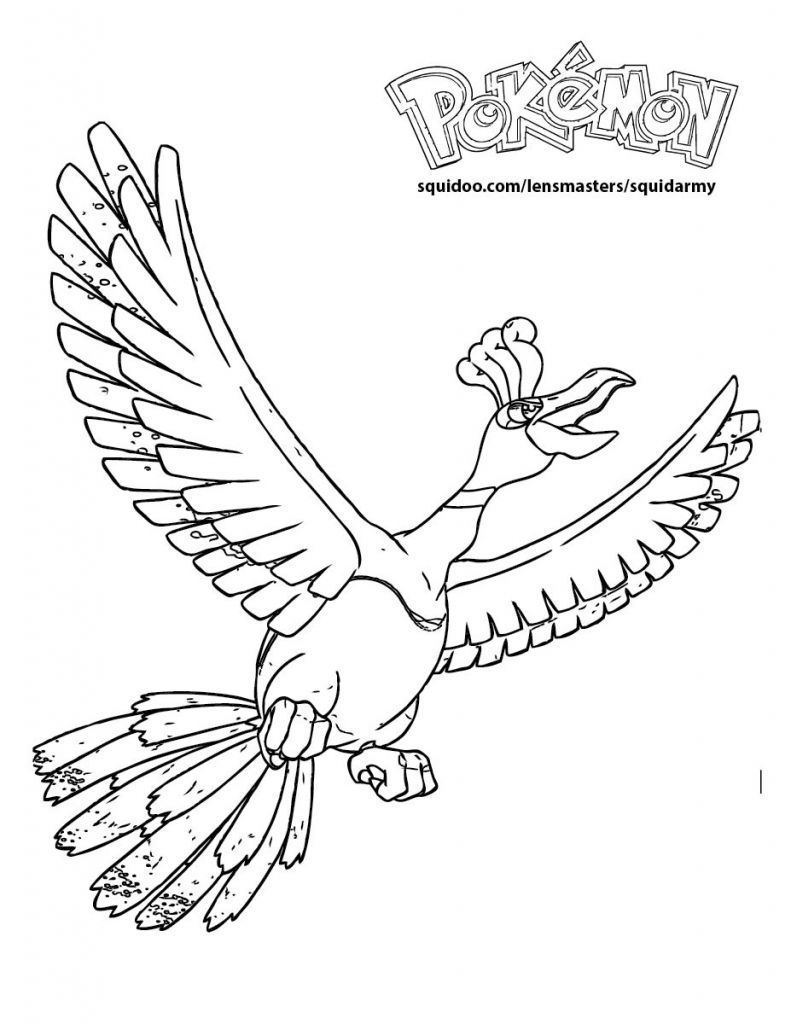 Pokemon Coloring Ho-oh - BubaKids.com