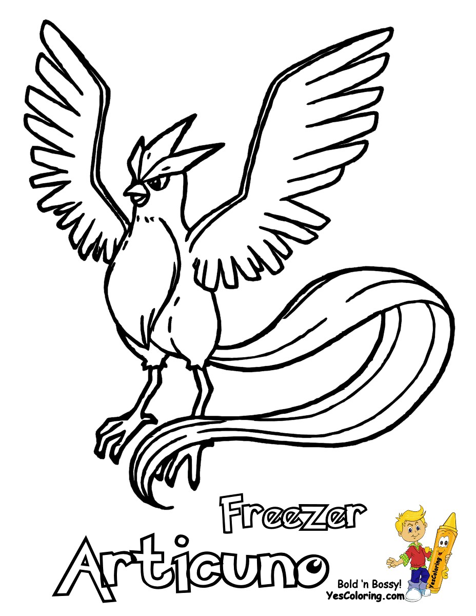 Pokemon Colouring in Picture of Articuno at YesColoring