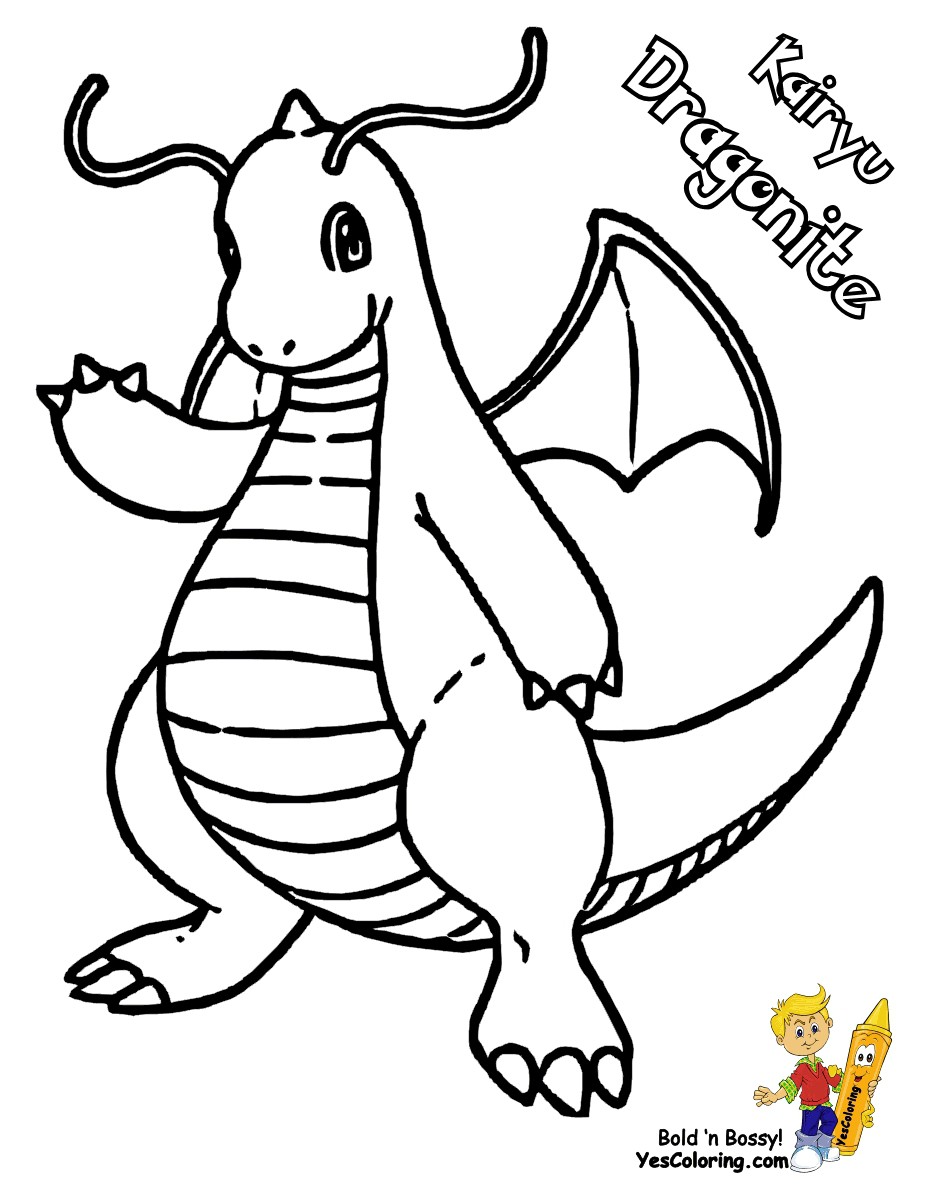 Awesome pokemon coloring pages dragonite 3