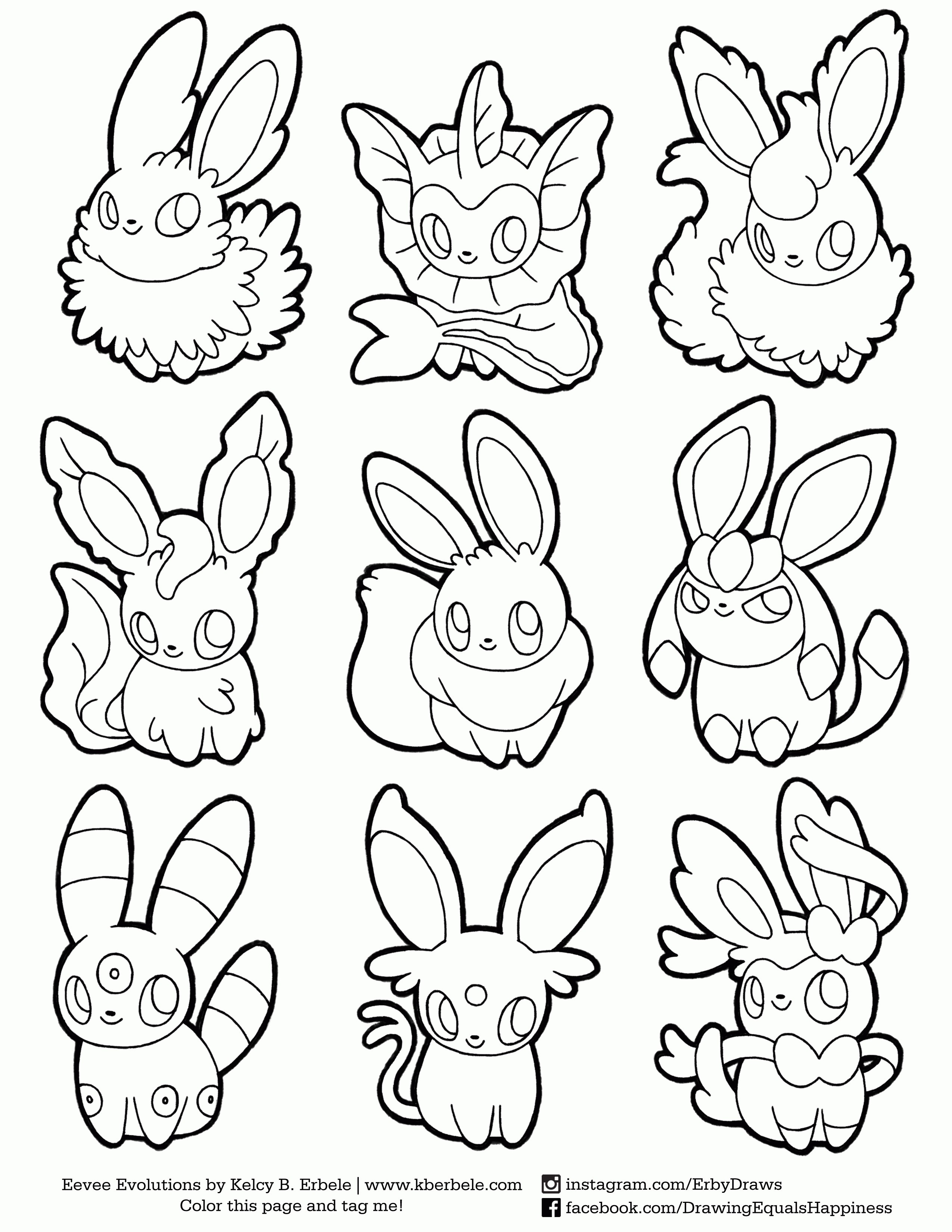 Pokemon Coloring Pages Eevee Evolutions High Quality Download Sylveon