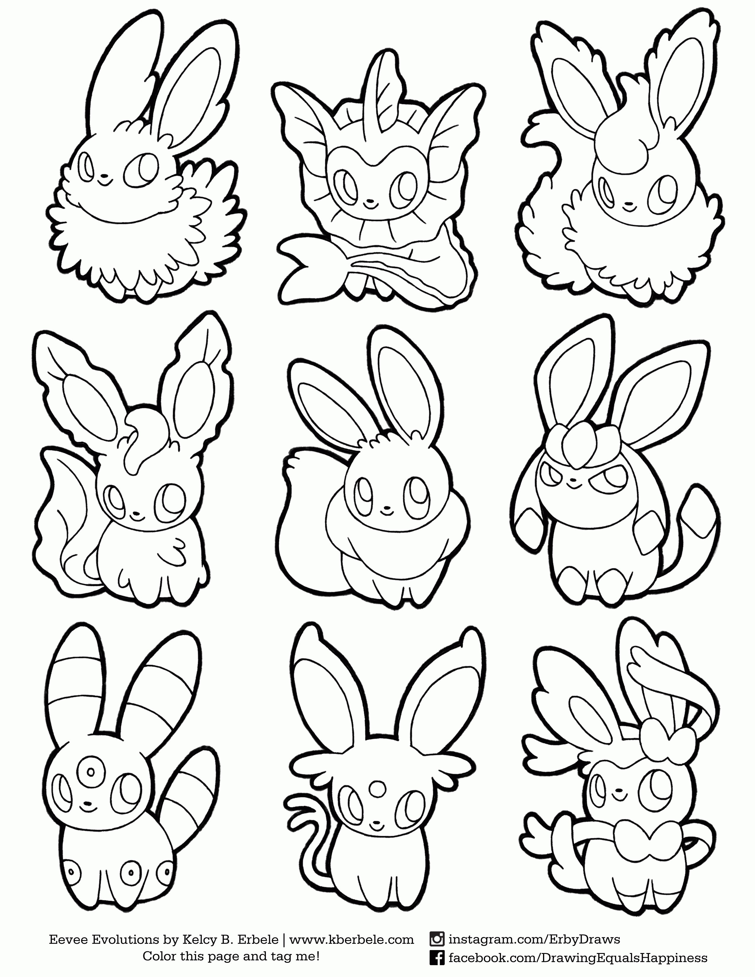 Pokemon Coloring Pages Eevee Evolutions Sylveon | BubaKids.com
