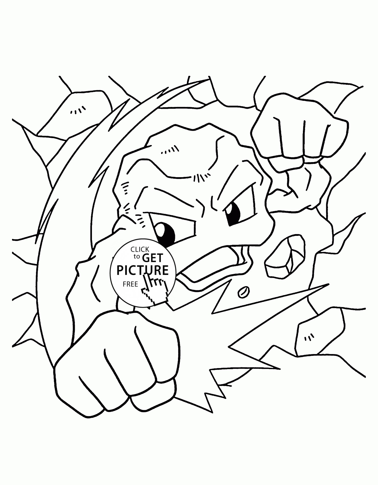 Pokemon Geodude coloring pages for kids pokemon characters printables free Wuppsy