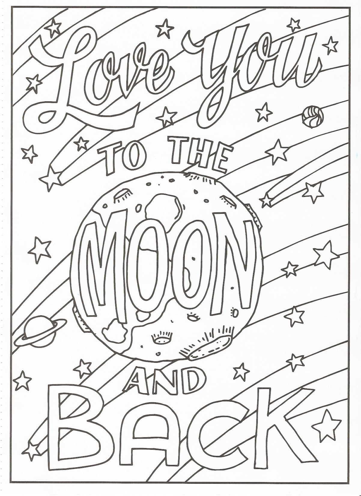 Timeless Creations Creative Quotes Coloring Page Love You to the Moon and Back