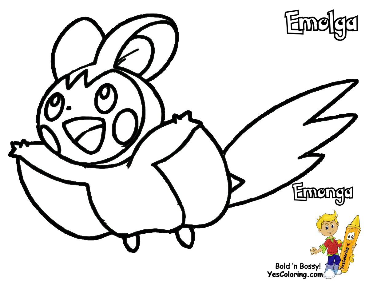 Pokemon Emolga Coloring Pages - BubaKids.com