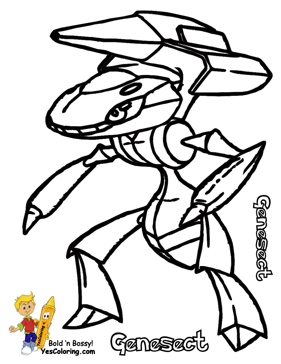 Genesect Pokemon Coloring Page Black And White at YesColoring