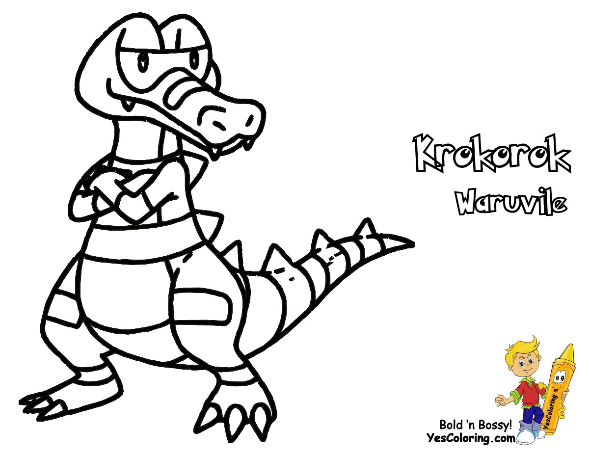 Krokorok Pokemon Black And White Coloring Pages Free at YesColoring
