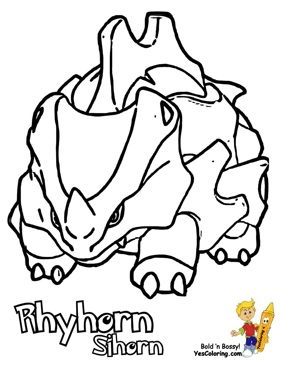 Colouring Pokemon Rhyhorn at YesColoring