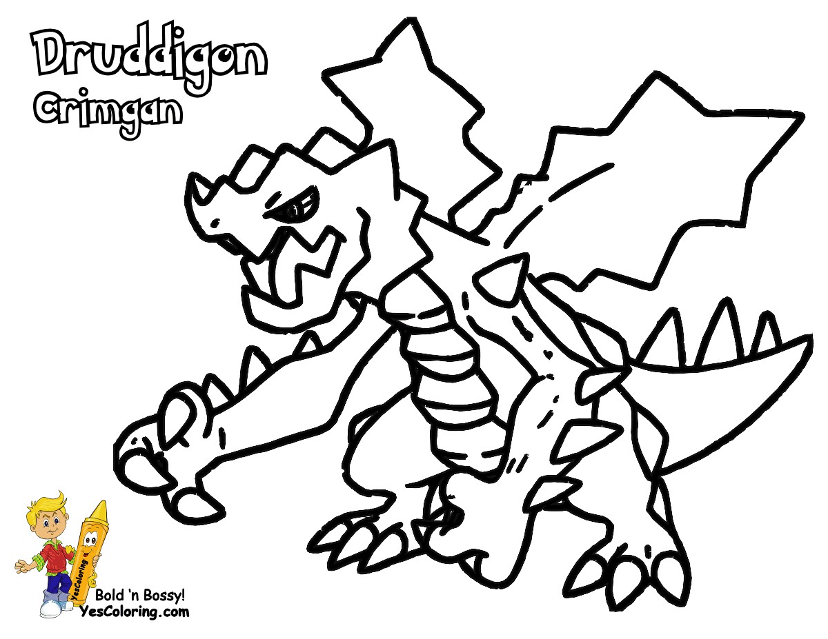 Druddigon Pokemon Black And White Coloring Pages To Print at YesColoring