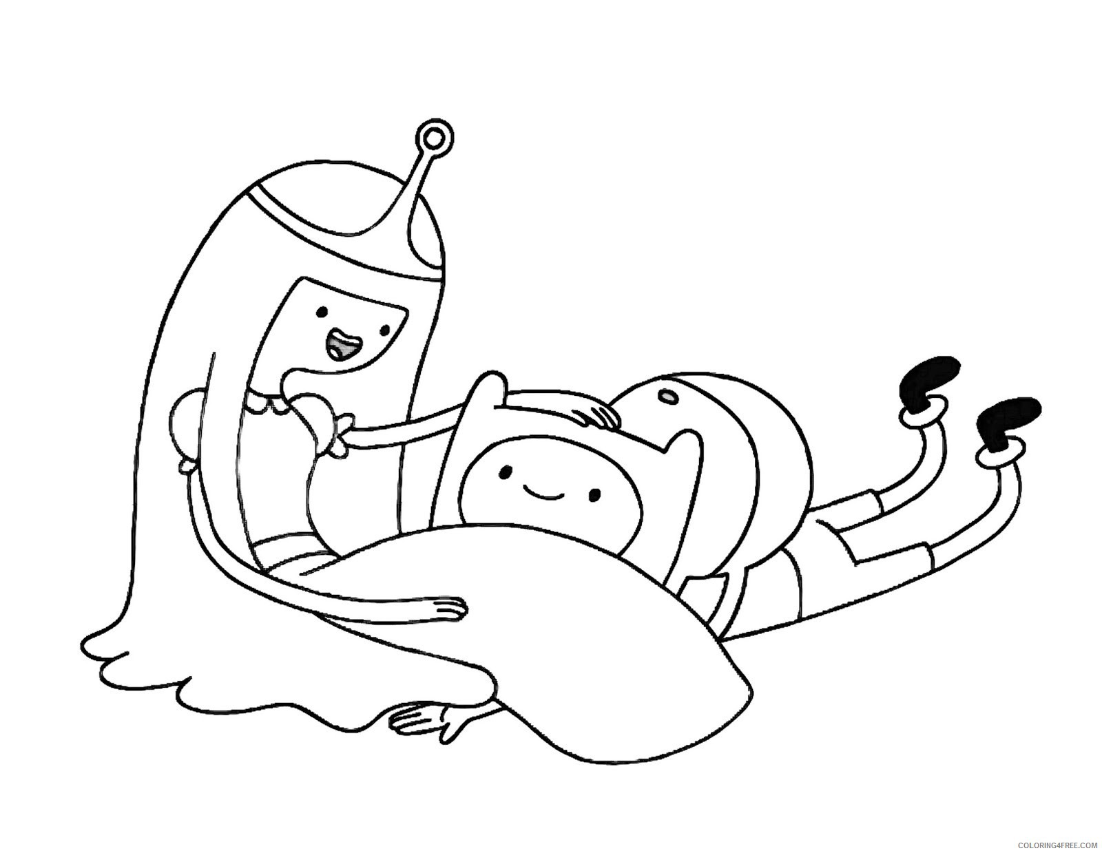 adventure time coloring pages princess bubblegum and finn Coloring4free