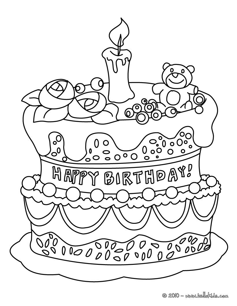 Birthday Cake 01 Ker Source Coloring Pages Cakes