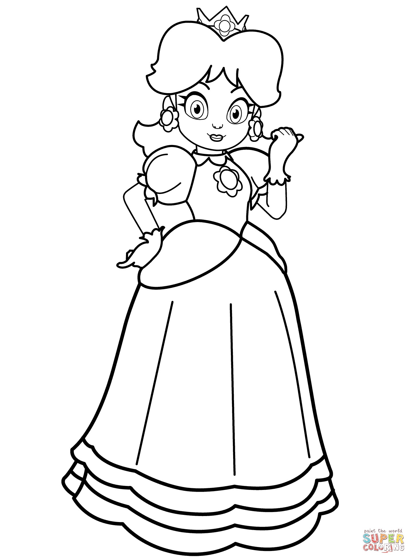 Super Mario Princess Daisy Coloring Pages Flower Sheets Friends Lupe Petal Page Duck Christmas Stunning