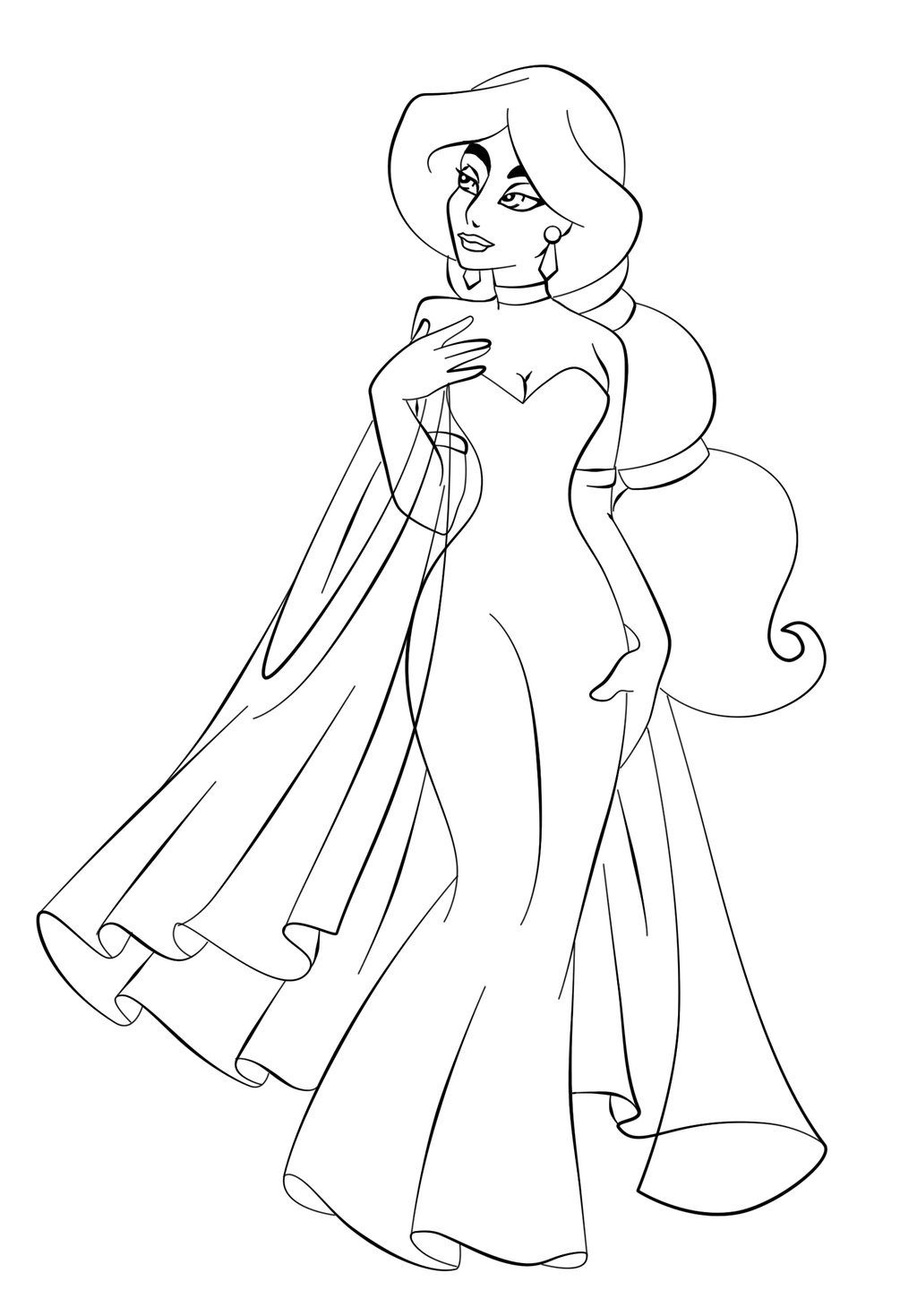 Jasmine In Wedding Dress Coloring Page