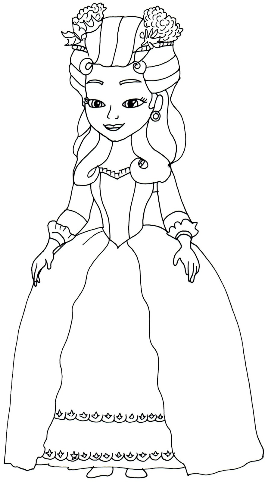 Princess Hildegard Sofia the First coloring page in her basic outfit