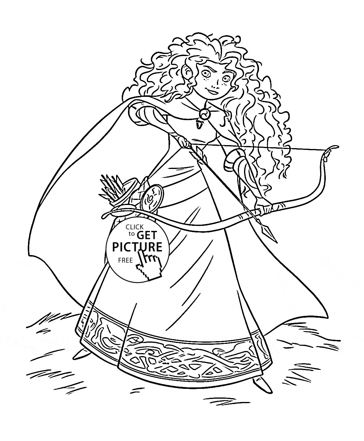 brave princess merida coloring page for kids disney princess
