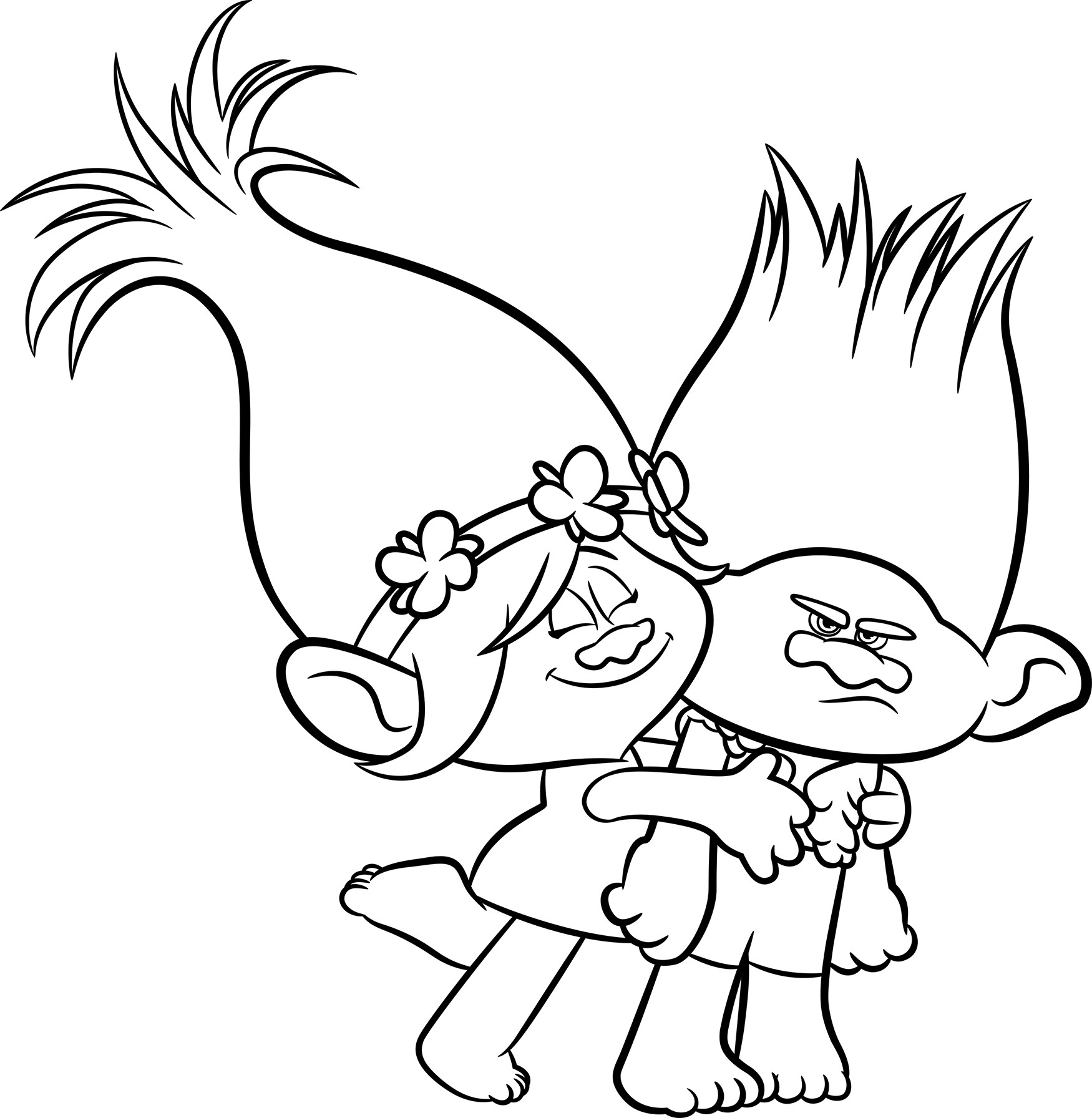 Delighted Dreamworks Trolls Coloring Pages Poppy And Branch Fun With Learnfree Me