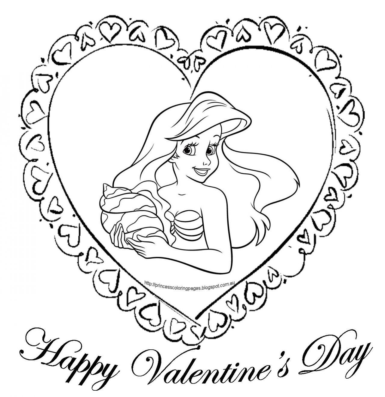 Awesome Ariel Little Mermaid Princess For Happy Valentines Day As Well Pict Coloring Pages Printable Trend And Kids Style