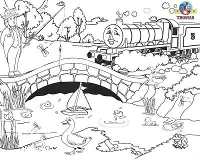 printable Train Thomas Henry the tank engine and the water wildlife birds colori