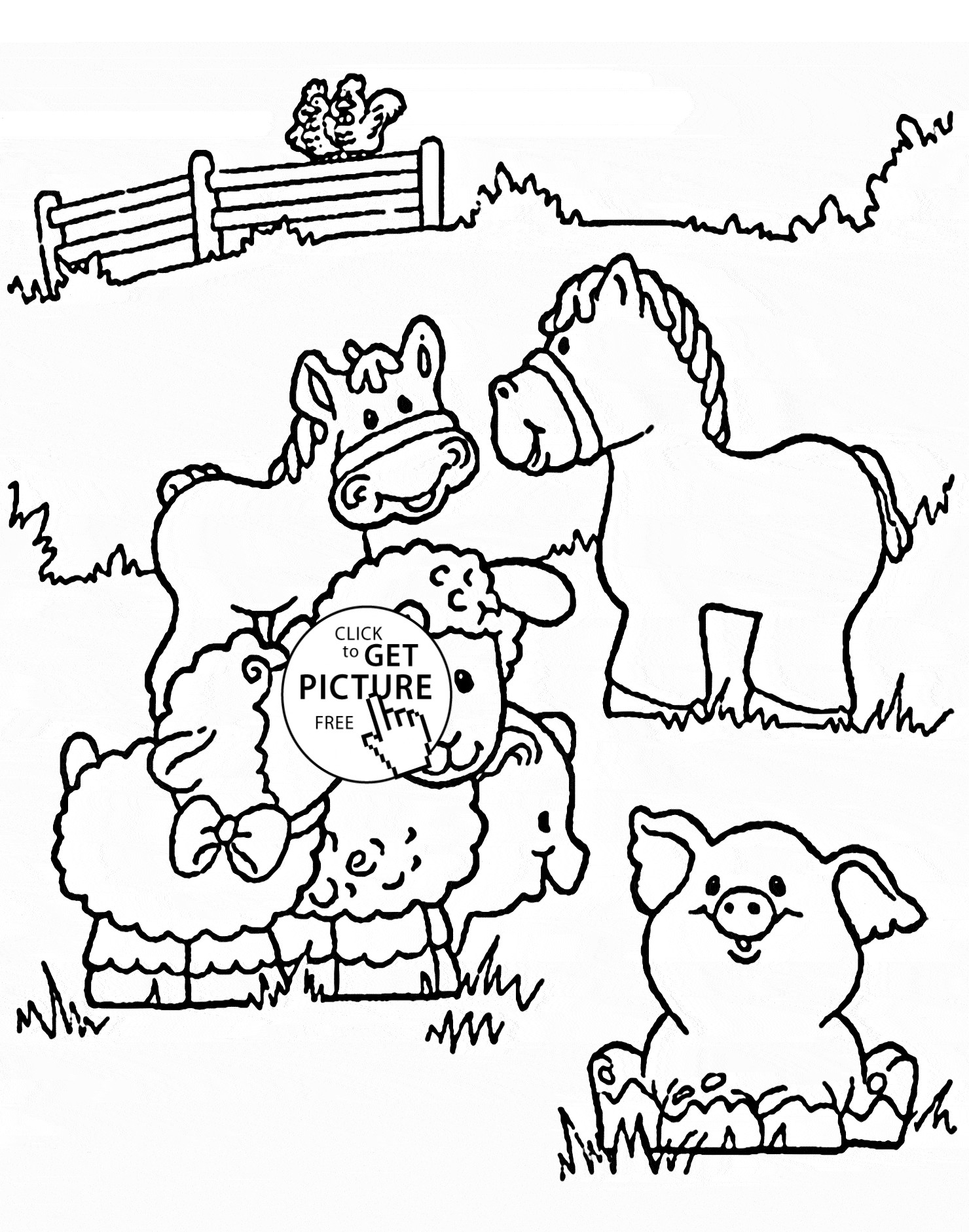 Funny Farm Animals coloring page for kids animal coloring pages printables free Wuppsy