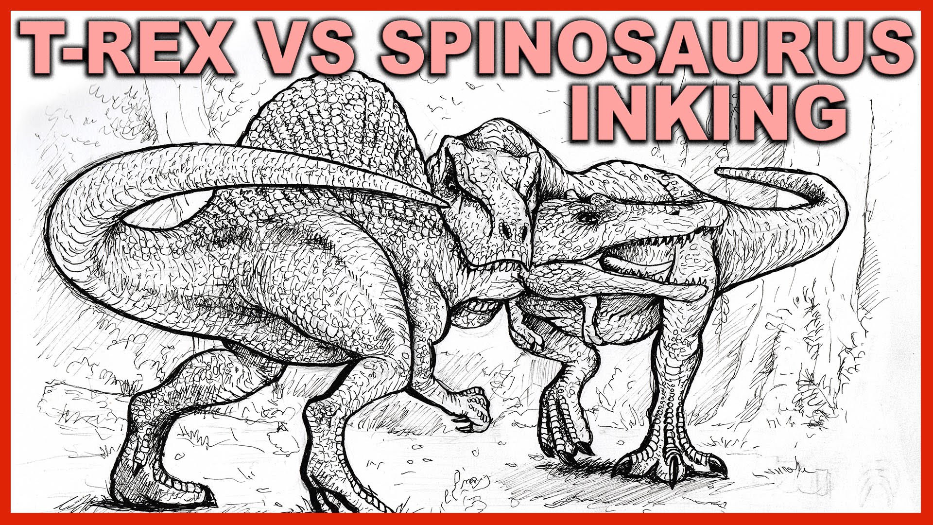 Trex vs Spinosaurus Inking Tips and Tricks