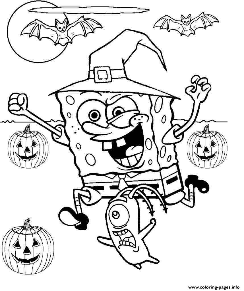 Print spongebob halloween coloring pages