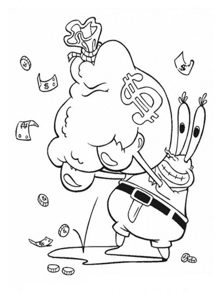 Gallery Image of Useful Krusty Krab Coloring Pages Mr Krabs 4600