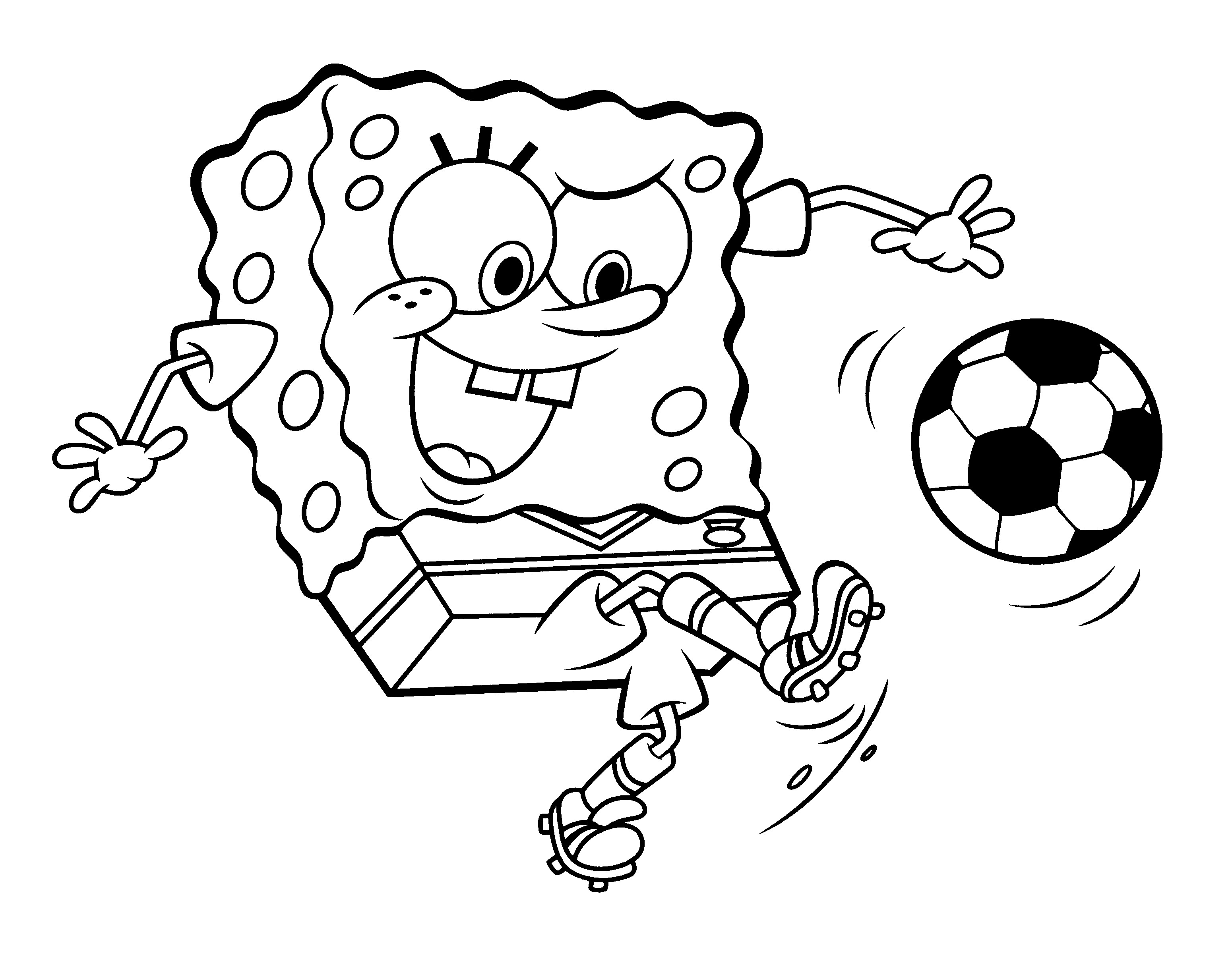 Spongebob Kicking A Ball Coloring Page